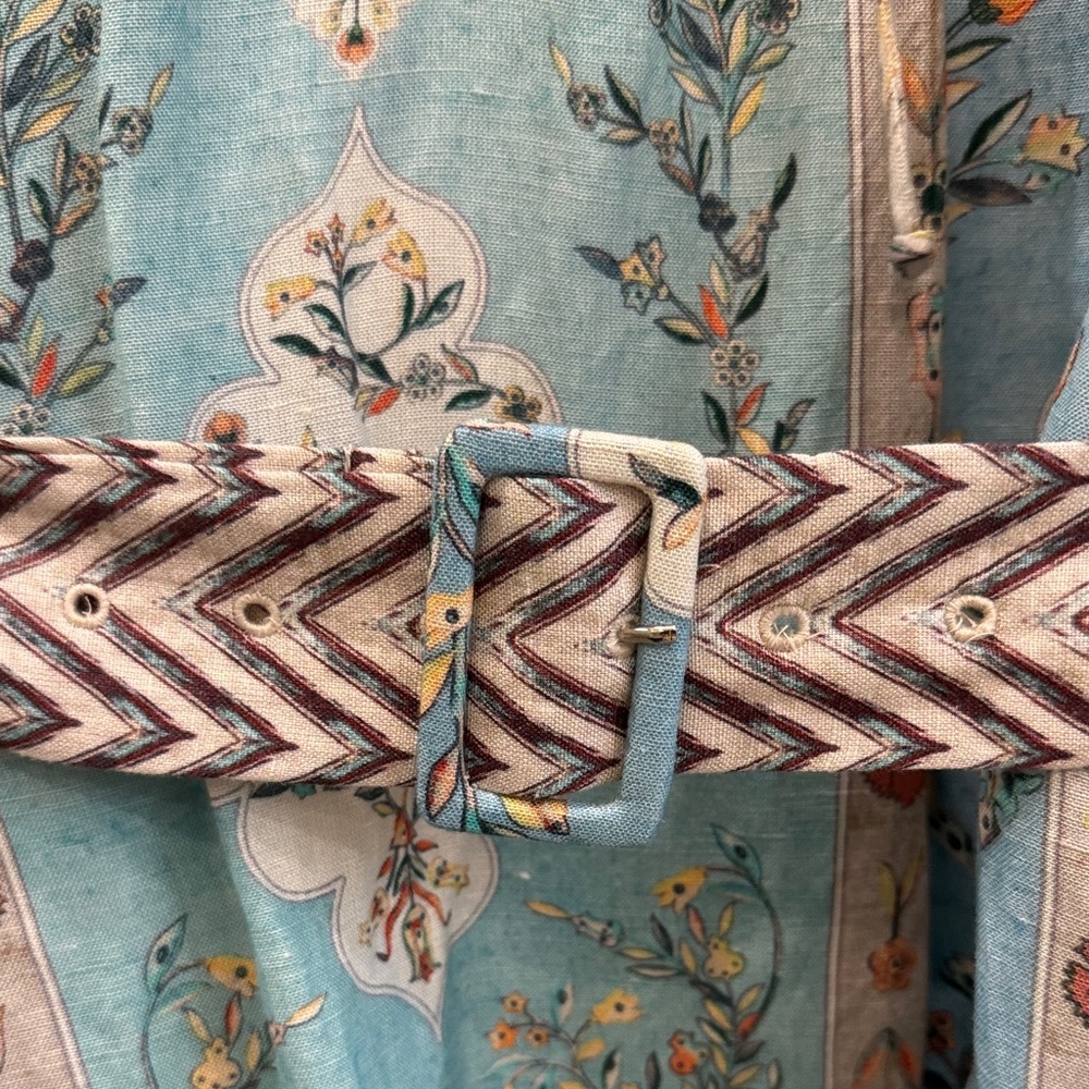 Ranna Gill Light Blue and Brown Chevron Dress - Picture 7 of 9